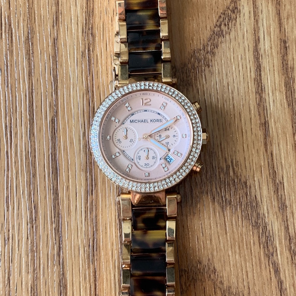 Michael Kors Rose Gold Tortoise Parker Watch